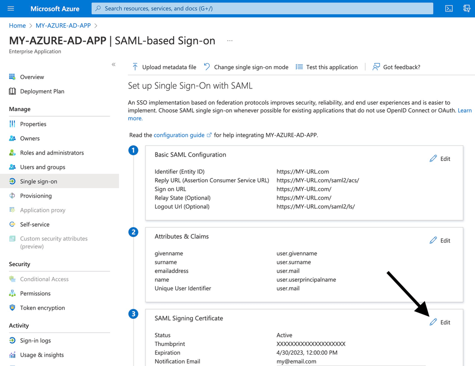 Azure AD SAML Sign-On View