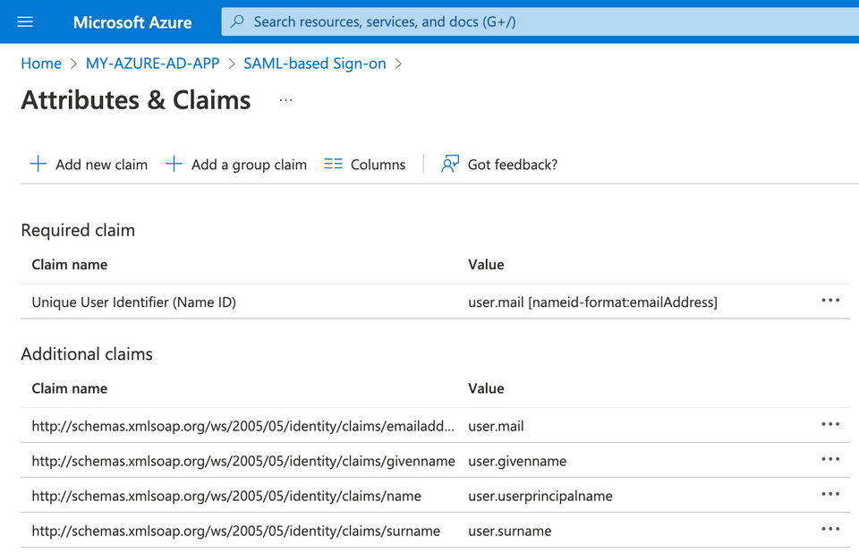 Azure AD Claims